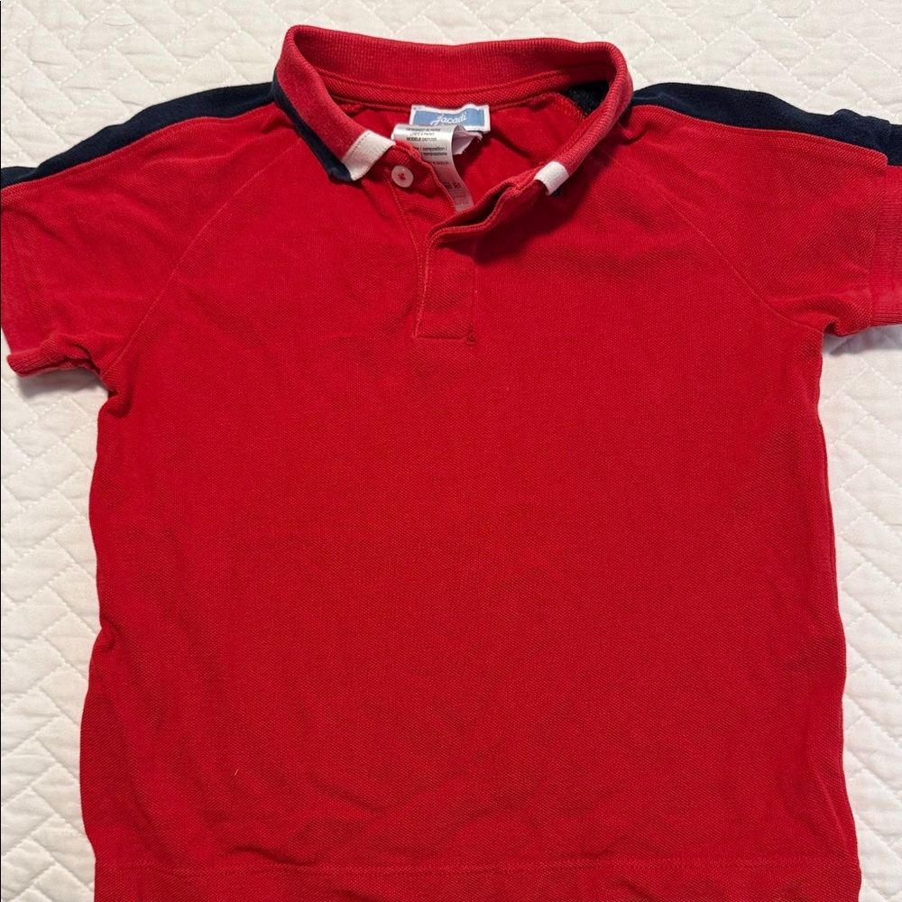 Jacadi Red Polo with Navy Accents Size 4A